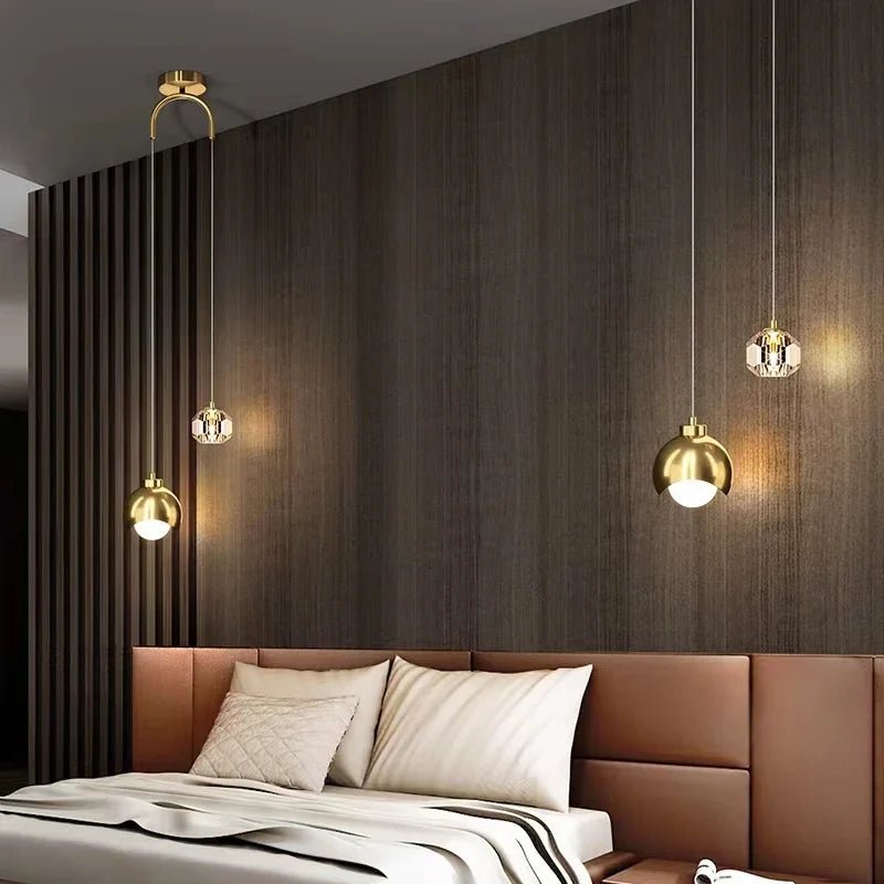 Modern Crystal Linear Pendant Light in Gold or Black - Decorbites