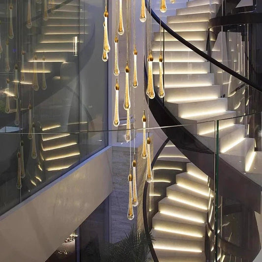 Modern Crystal Staircase Chandelier Pendant Light - Decorbites