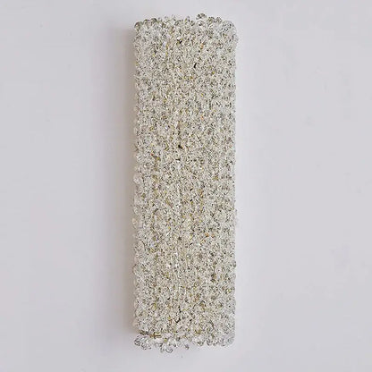 Modern rectangular gold wall lamp featuring a decorbites crystal wall design with clear and silver-toned crystals