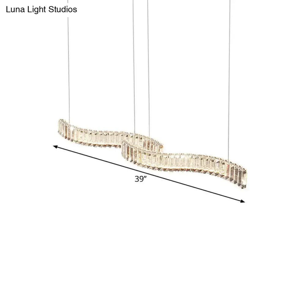 DecorBites modern LED silver ceiling light with clear crystal prisms and polished gold frame for dining room illumination