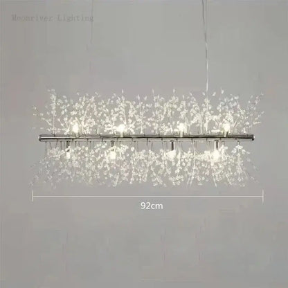 Modern dandelion crystal chandelier with sleek chrome frame and clear crystal branches 92cm for living room decorbites dandelion crystal