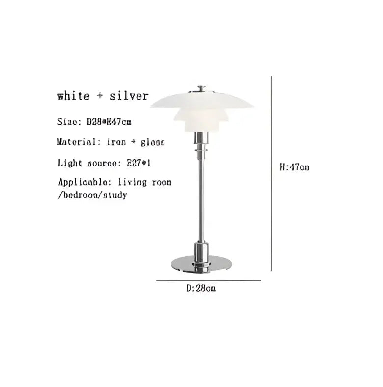 Modern danish amber and frosted glass desk lamp with white silver layered glass and iron base for bedroom decorbites glass desk
