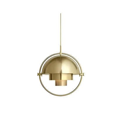 Modern danish gold pendant light with circular frame and layered dome design for contemporary interiors and cord pendant installation
