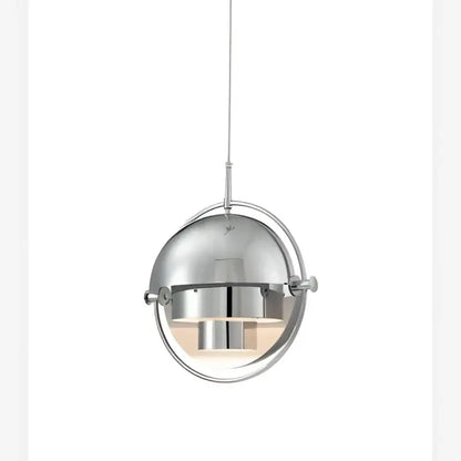 Modern danish spherical gold and chrome pendant light with visible internal lighting for contemporary interiors and cord pendant installation