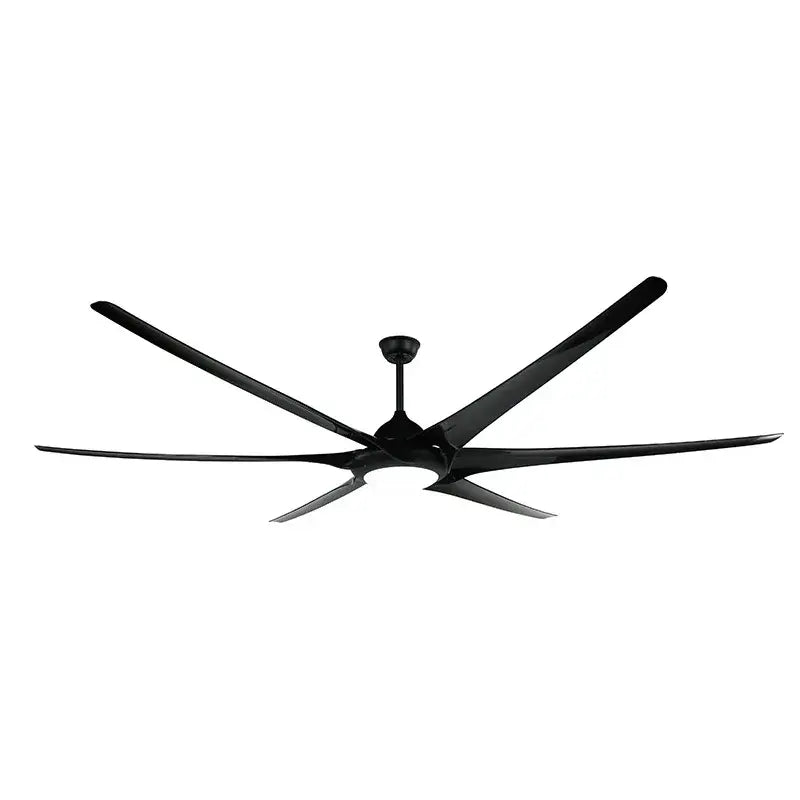 Modern dark bronze 100 inch large ceiling fan with sleek black blades and central light fixture for living room use