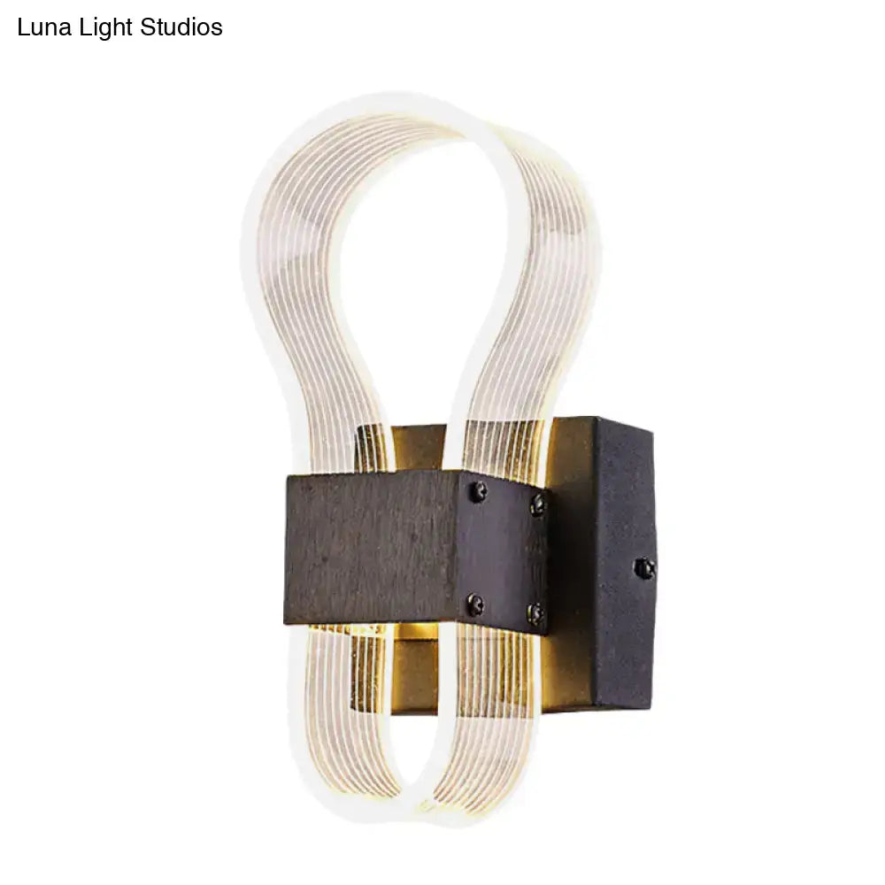 Modern dark bronze led wall lamp with ribbed glass tubes and white warm light for bedroom illumination