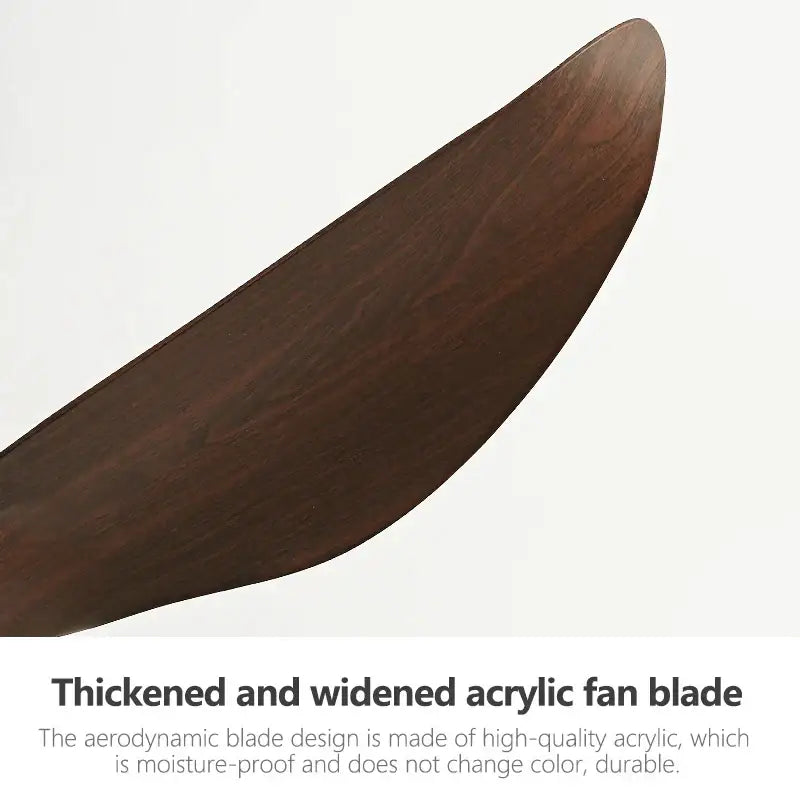 A sleek dark brown thickened acrylic fan blade with a glossy finish for a modern dc ceiling fan in the living room