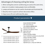 Modern dark brown solid wood ceiling fan with metal housing and dc motor suitable for living room with remote control