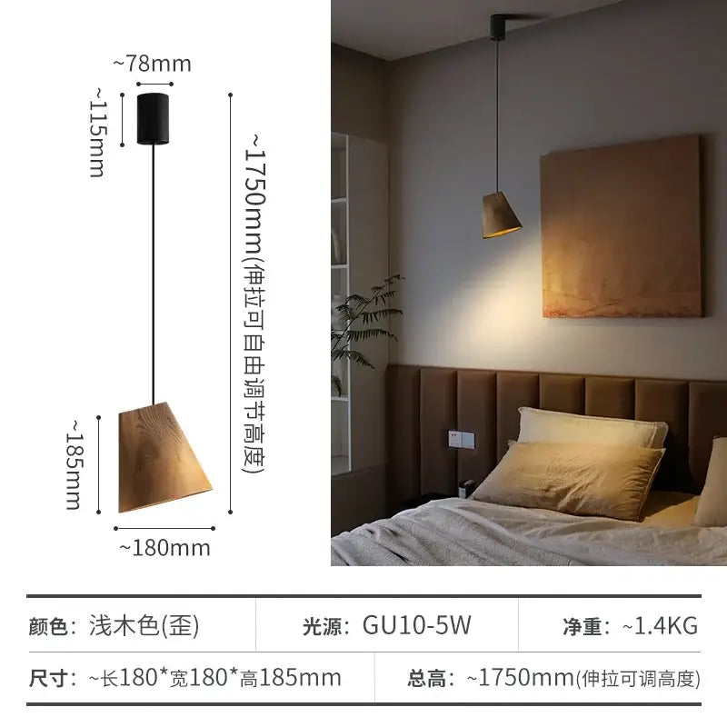 A modern dark and natural decorbites adjustable wooden pendant light with conical shade and black metal fixture for dining room