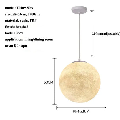 Modern decorbites cream moon led pendant chandelier with spherical textured resin and frp pendant chandelier design