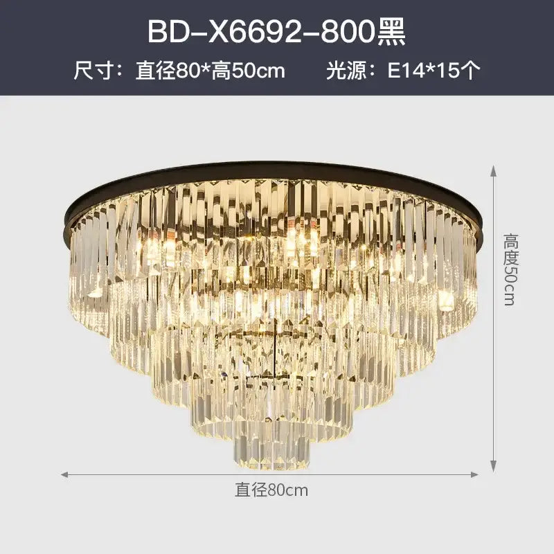 Modern decorbites crystal gold black led chandelier with tiered faceted glass rods and 15 e14 bulbs for living room