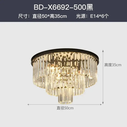 Modern decorbites crystal gold multi-tiered chandelier with black frame and clear crystal prisms for dining room led lighting