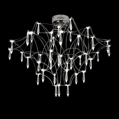 Modern decorbites deluxe crystal star lamp chrome chandelier with cascading clear glass teardrop pendants for living room