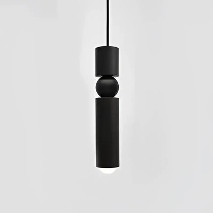 Black cylindrical pendant light with central spherical accent in modern decorbites golden led chandelier for dining room