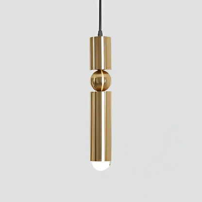 A sleek modern decorbites golden led chandelier with polished brass cylindrical segments for dining room lighting