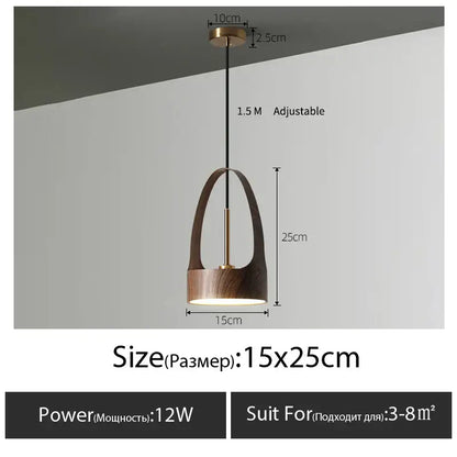 Modern decorbites led wood grain chandelier pendant light with warm wood finish brass accents and 1.5m adjustable cord