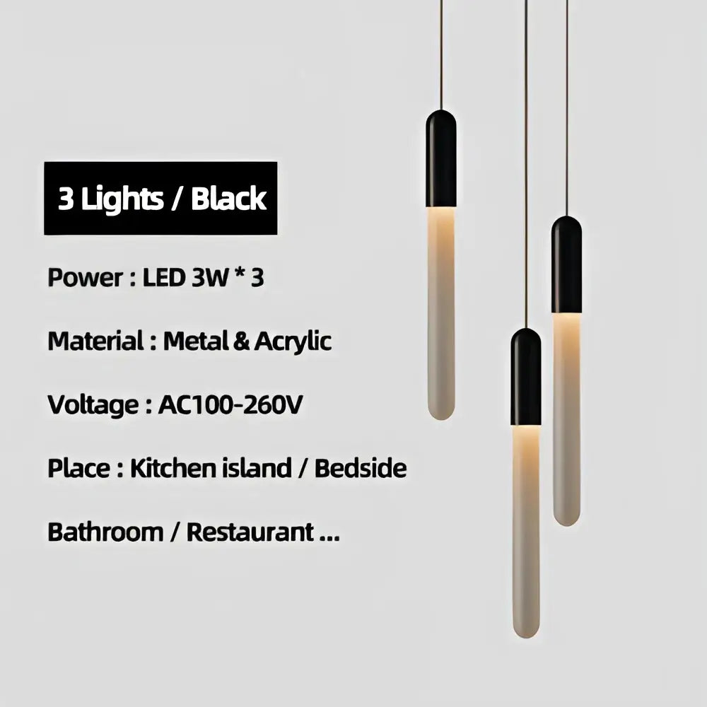Modern decorbites luxe gold tube chandelier with black and translucent acrylic pendant lights for dining room lighting