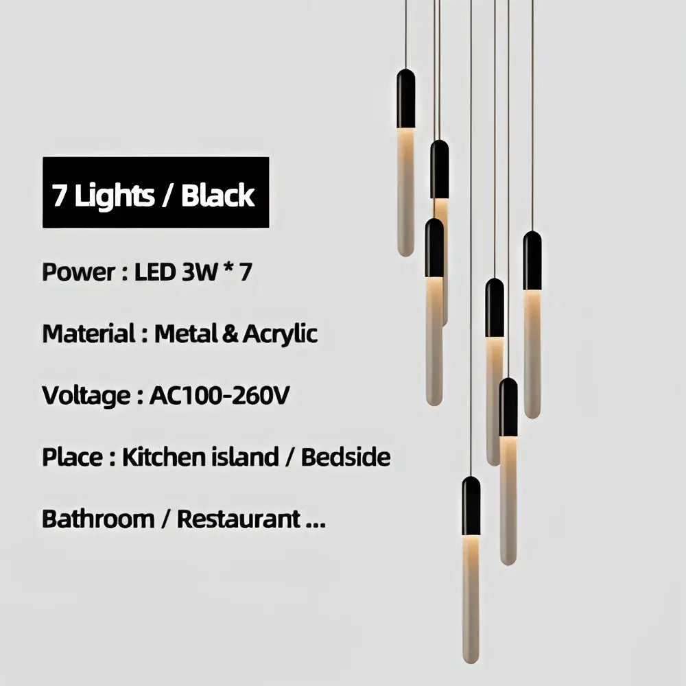 Modern decorbites luxe gold tube chandelier with black and frosted acrylic pendant lights for dining room lighting