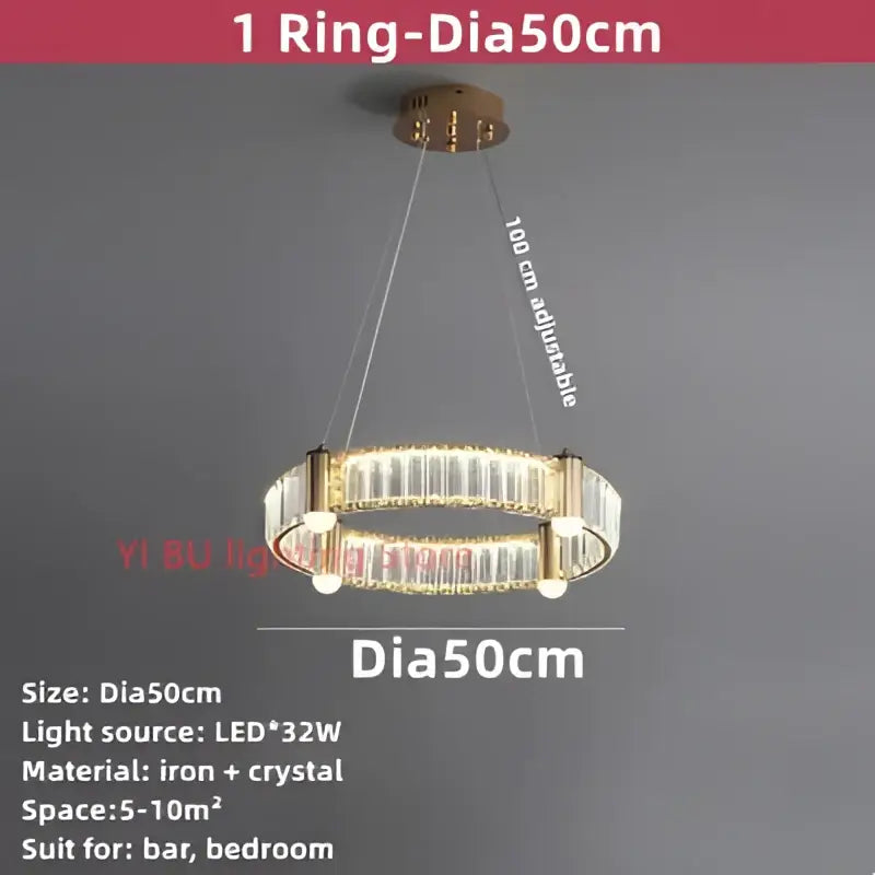 Modern double ring crystal ceiling chandelier in gold tone with clear crystal accents and led lighting for decorbites crystal ceiling decor