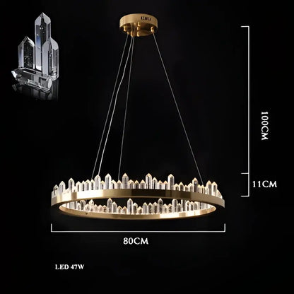Modern double tier gold dimmalbe led crystal chandelier with brass fixture and prism accents for high ceiling decorbites dimmalbe led