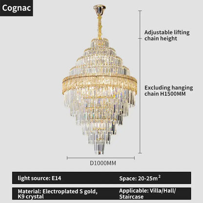 Modern elegant gold dining room chandelier with decorbites elegant crystal k9 glass prisms and decorative hanging chain