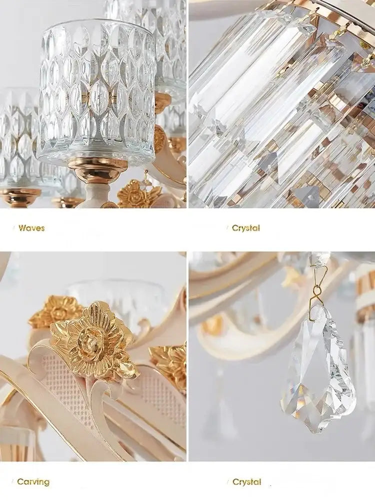 Modern european gold crystal ceiling chandelier with ornate detailing and faceted glass decorbites crystal ceiling decor