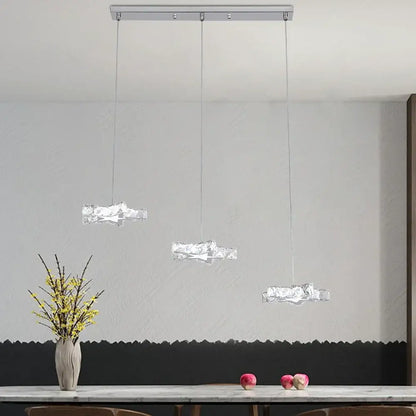 Modern faceted decorbites crystal stars led pendant in silver tone with three irregular crystal stars led pendants for dining room decor