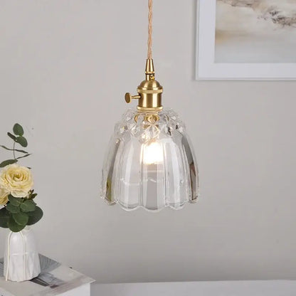 Modern faceted glass knob led pendant lamp with clear fluted glass and brass fixture for living room decorbites glass knob pendant lamp