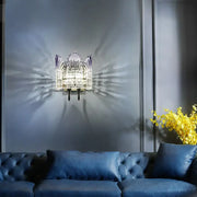 Modern fan clear crystal wall lamps with radiant fan-like design and clear glass facets for 110v-120v or 220v-240v use