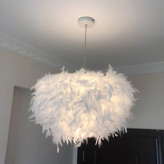 Modern Feather Pendant Light in White or Black