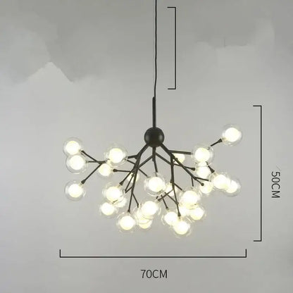 Black metal decorbites heracleum firefly chandelier with clear firefly glass round bulbs for dining room lighting