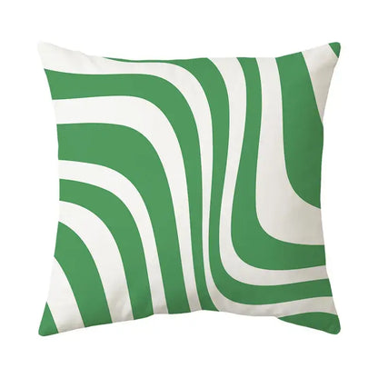 Square throw pillow with bold wavy green and white stripes for modern floral decorbites butterfly pillowcase use