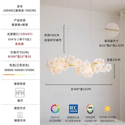 Modern floral white and gold pendant light with metal finish and three-color adjustable lighting for practical illumination