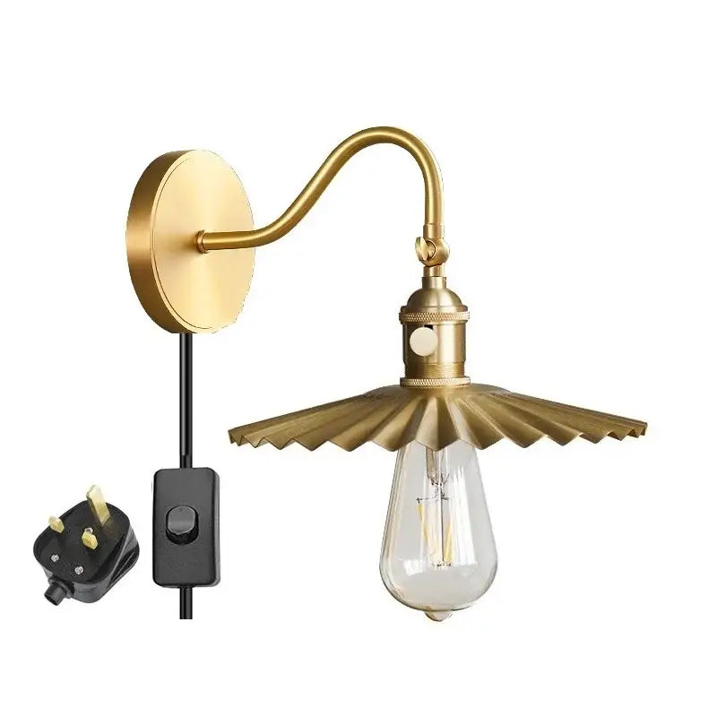 Modern fluted brass adjustable copper wall sconce with fluted shade and exposed Edison bulb for bedroom decorbites adjustable copper wall lighting