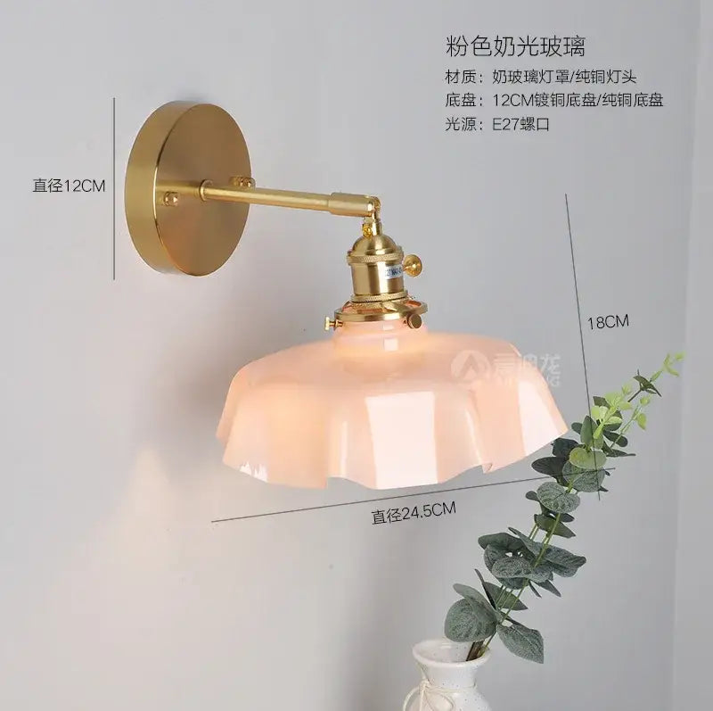 Modern fluted cream glass pendant lights with delicate pink frosted glass and brass-finished metal arm for dining room