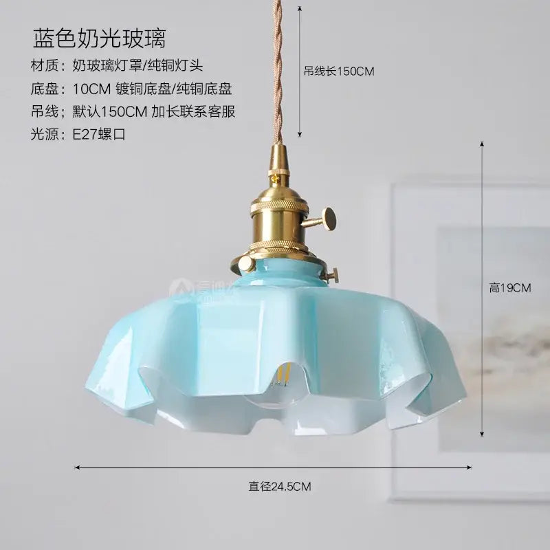 Modern fluted light blue glass pendant light with brass base ideal for dining room glass pendant lights