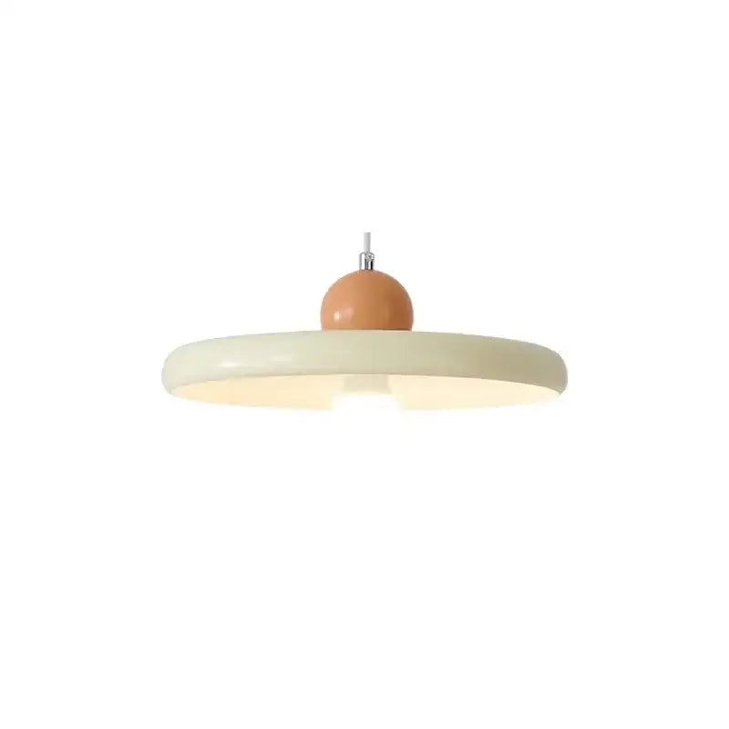 Modern french cream metal pendant light with matte orange spherical accent for dining room lighting over square meters