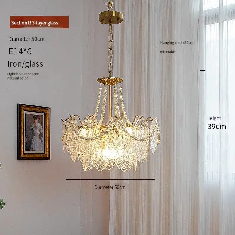 Elegant modern french gold chandelier with clear glass led crystals and adjustable brass-finished hanging chain for living room decorbites clear glass lighting