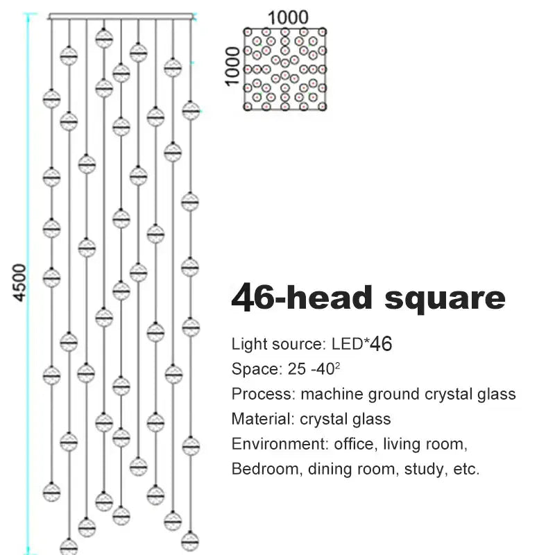 Modern frosted glass decorbites crystal ceiling chandelier with 46-head machine-ground crystal glass and led lights