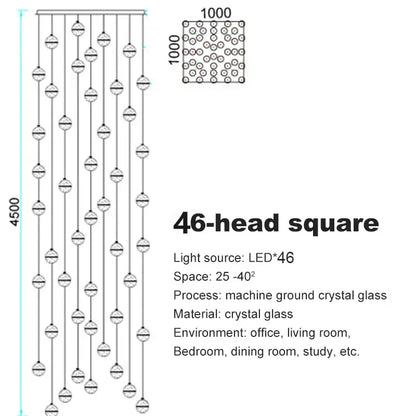Modern frosted glass decorbites crystal ceiling chandelier with 46-head machine-ground crystal glass and led lights