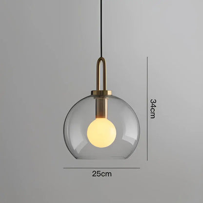 Clear glass globe pendant light with brass fixture and exposed bulb for modern frosted gray glass ball pendant decorbites