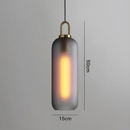 Modern frosted gray glass ball pendant light with a 50cm brass hook and edison bulb for dining room decorbites glass ball