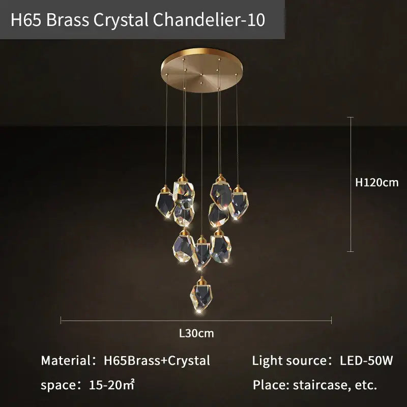 Modern geometric black and gold decorbites crystal diamond chandelier with h65 brass base and faceted crystal pendants