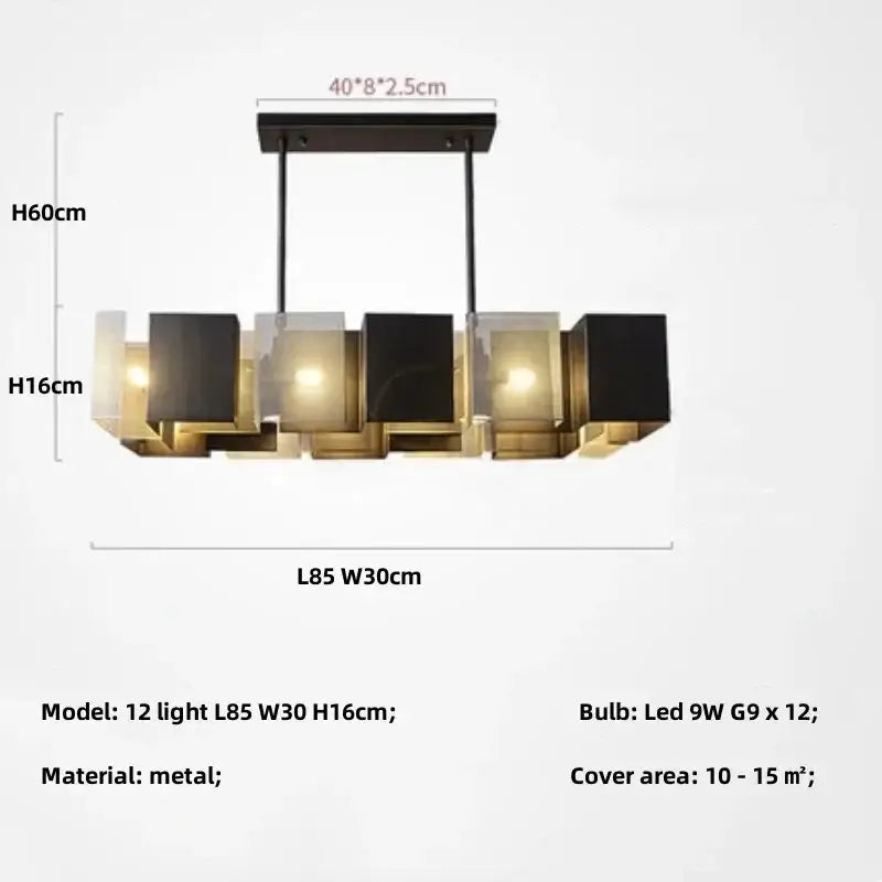 Modern geometric black metal loft led chandelier with twelve gold lights for dining room decorbites black metal style