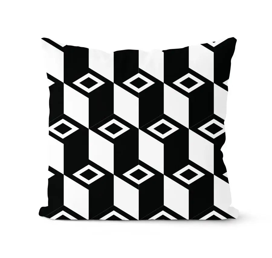 Modern geometric black and white pillowcase set featuring a decorbites geometric black abstract pattern for living room decor