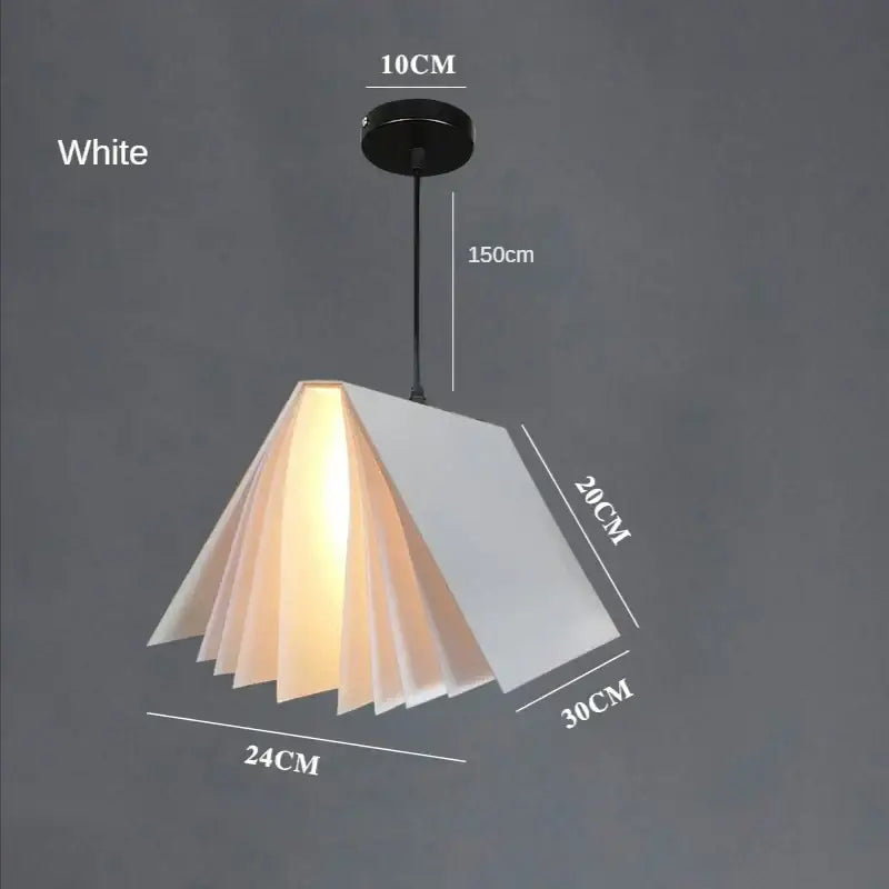 Modern geometric white book pendant lamp with black ceiling mount and cord for bedroom lighting decorbites book pendant