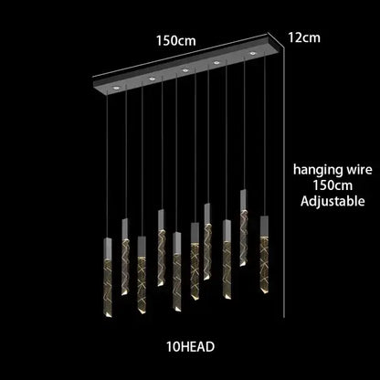 Modern black rectangular chrome led chandelier with ten adjustable crystal chrome led glass light heads for living room decorbites crystal chrome