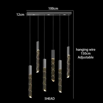 Modern black and gold geometric pendant light with five adjustable heads in decorbites crystal chrome led chandelier style