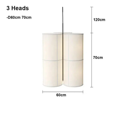 Modern geometric cream-colored fabric cluster pendant light with three stacked heads and central black rod for dining room decorbites hashira cluster pendant
