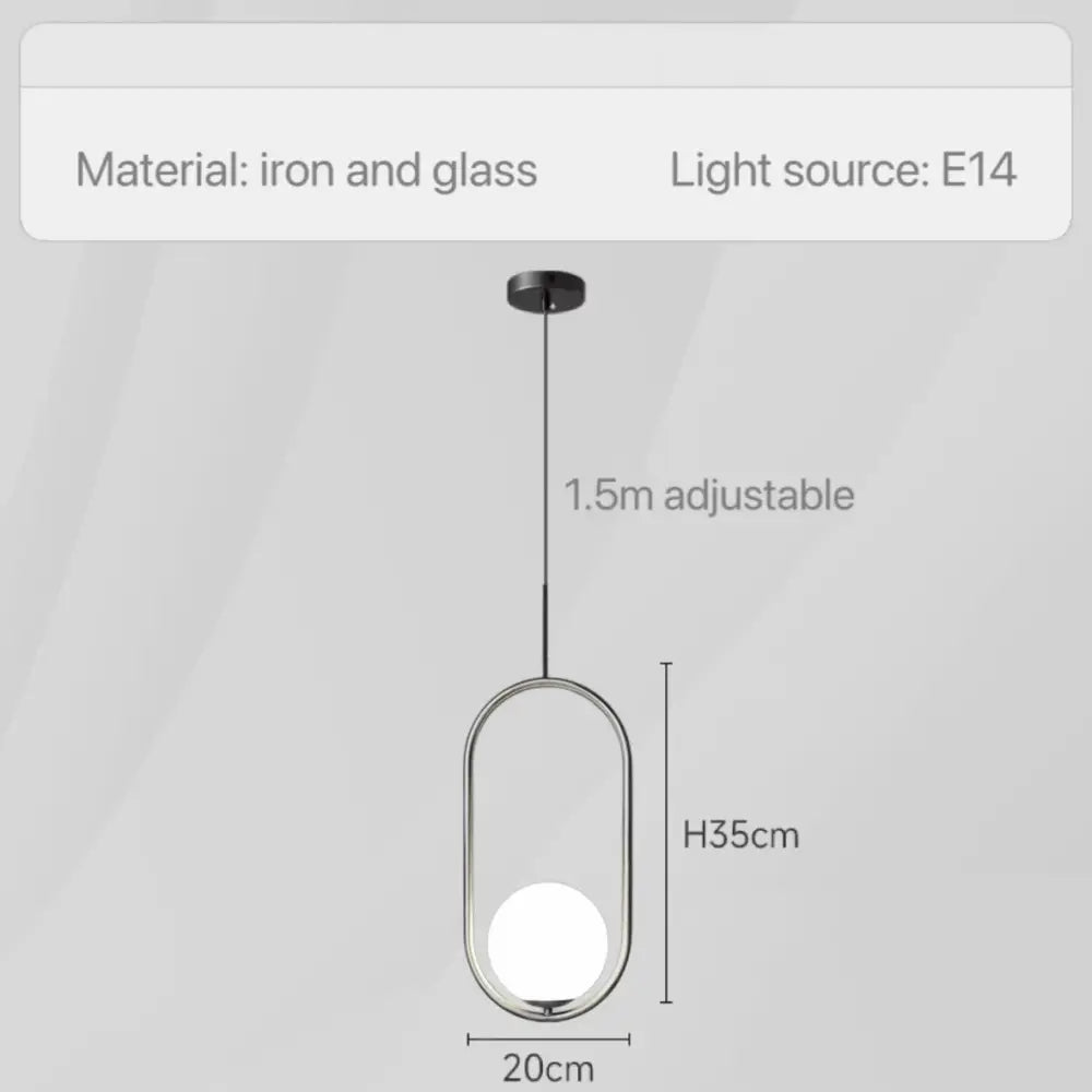 Modern geometric glass pendant light with sleek iron frame and adjustable height for bedroom bedside chandeliers